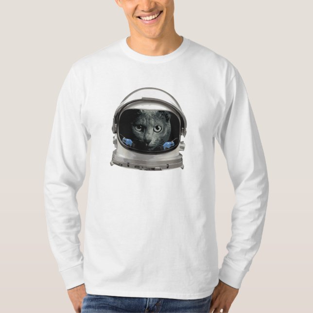 Raum-Sturzhelm-Astronauten-Katze T-Shirt (Vorderseite)