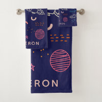 Raum und Planeten Doodle in Blue Personalisiert