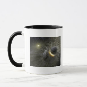 Raum-Zusammenstoß das Konzept des Künstlers bei Tasse