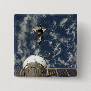 Raumfähre-Bemühung und ein Soyuz Raumfahrzeug Button