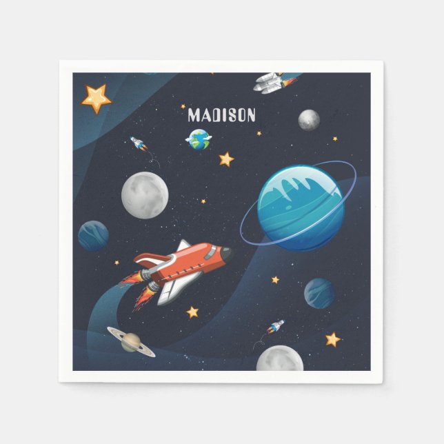 Raumfähre "Travel Moon Stars" - Zollpapier Serviette (Vorderseite)