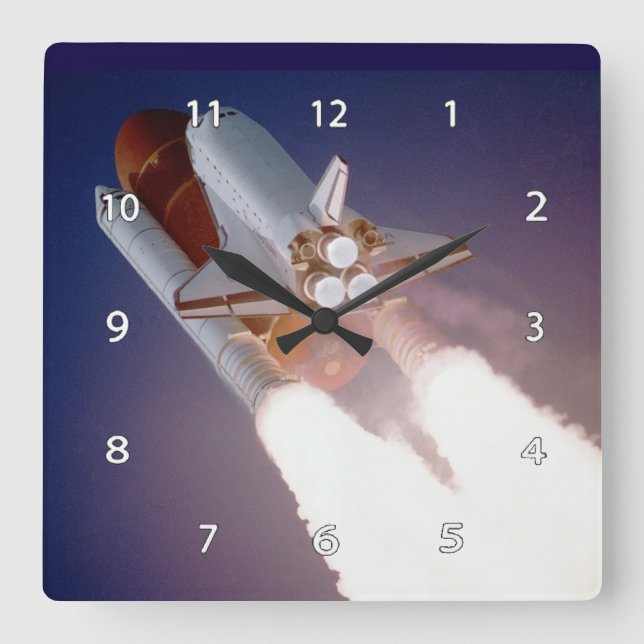 Raumfähre Wall-Uhr Quadratische Wanduhr (Vorderseite)
