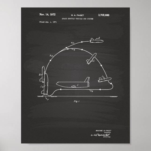 Raumfährenfahrzeug 1972 Patent - Kopfbrett Poster (Vorne)