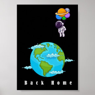 Raumfahrer mit Ballon   Mehrfarbige moderne Kunst Poster