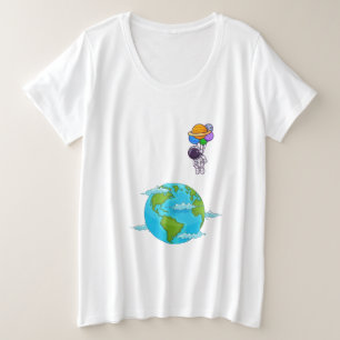 Raumfahrer mit Balloons, die Erde landen Große Größe T-Shirt