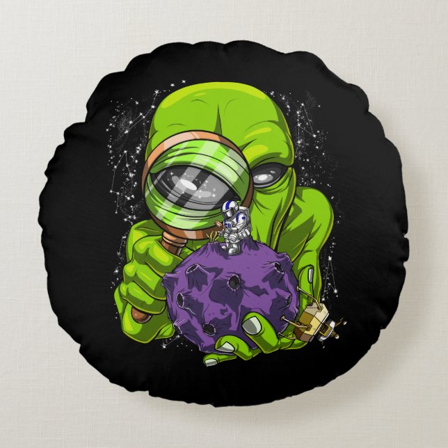 Raumfahrt Alien Astronaut Entführung UFO Verschwör Rundes Kissen (Vorderseite)