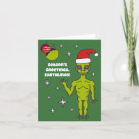 Raumfahrt-Alien in einer Weihnachtsmannmütze Perso
