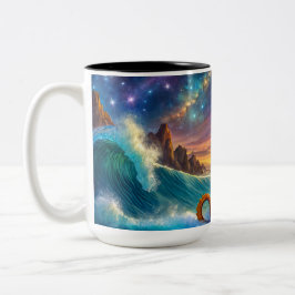Raumfahrt-Seepferde von Rich AMeN Gill Zweifarbige Tasse