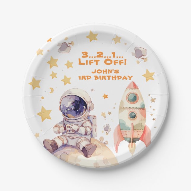 Raumfahrtaktivitäten und Astronauten Kindergeburts Pappteller (Vorderseite)