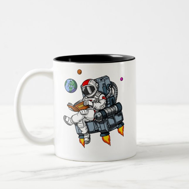 Raumfahrtbehörde Buch Reading Nerd Kosmic Zweifarbige Tasse (Links)