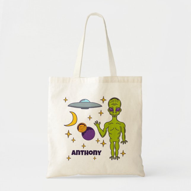 Raumfahrtpolitik - Alien mit Flying Saucer Persona Tragetasche (Vorne)