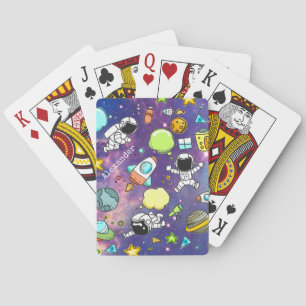 Raumfahrtsatelliten der niedlichen Jungen Spielkarten