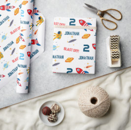 Raumfahrtspartei Erster Geburtstag Geschenkpapier