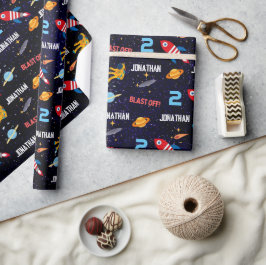 Raumfahrtspartei Erster Geburtstag Geschenkpapier
