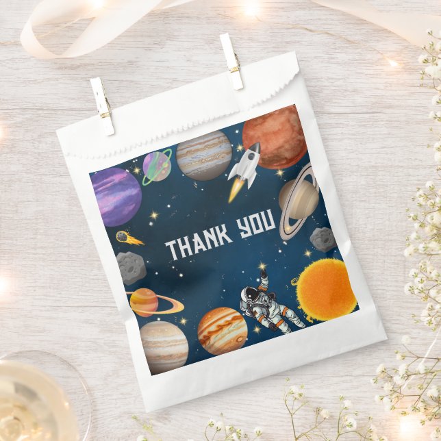 Raumfahrtspartei Erster Geburtstag Geschenktütchen (Ausgeschnitten)