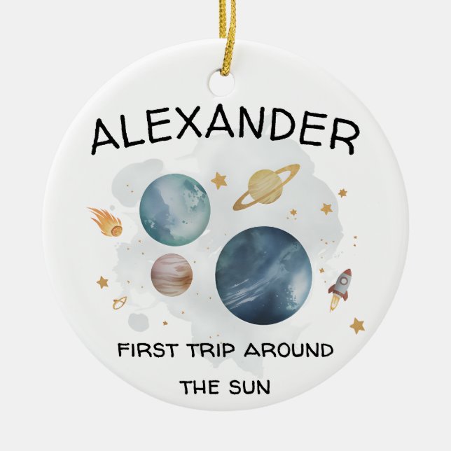 Raumfahrtspartei Erster Geburtstag Keramik Ornament (Vorne)