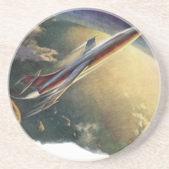 Raumflugzeug-Erde der Vintagen Science Fiction Untersetzer (Vorne)