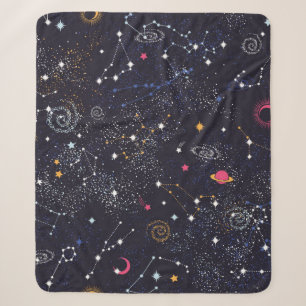 Raumgalaxie-Konstellation nahtloses Muster Sherpadecke