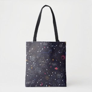 Raumgalaxie-Konstellation nahtloses Muster Tasche