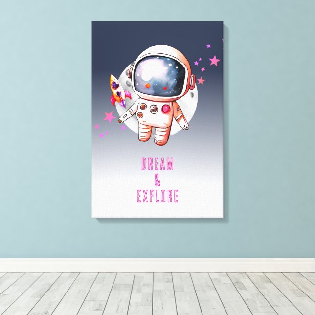 Raumgalaxie Moon Astronaut Leinwanddruck (Insitu (Holzboden))