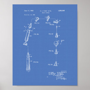 Raumkapsel 1963 Patent Kunst Blaupause Poster