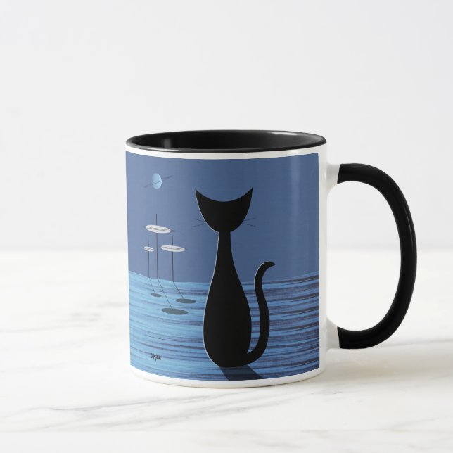 Raumkatze Mitte des Jahrhunderts in Blau Tasse (Rechts)