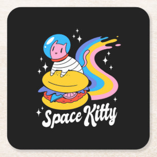 Raumkatze Rechteckiger Pappuntersetzer