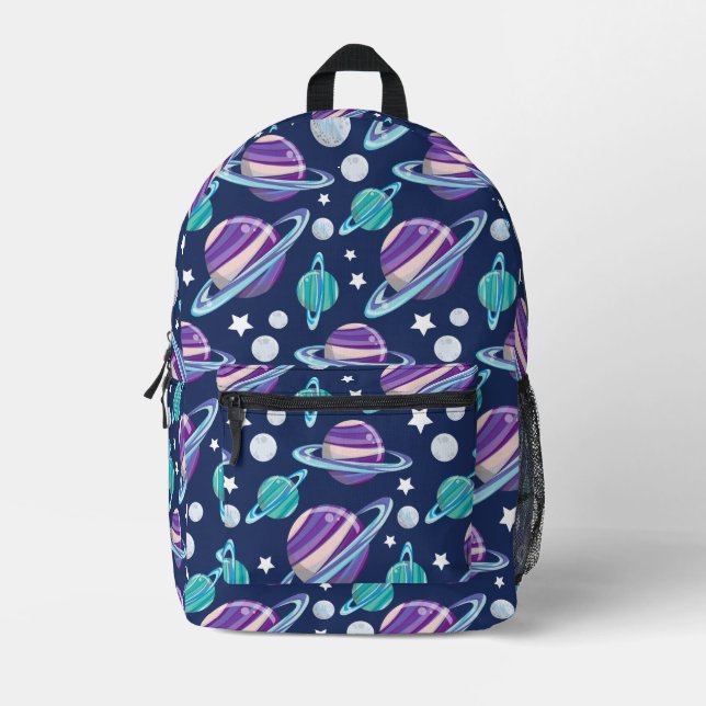 Raummuster, Planeten, Sterne, Galaxie, Kosmos Bedruckter Rucksack (Vorderseite)