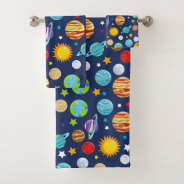 Raummuster, Planeten, Sterne, Kosmos, Galaxie Badhandtuch Set