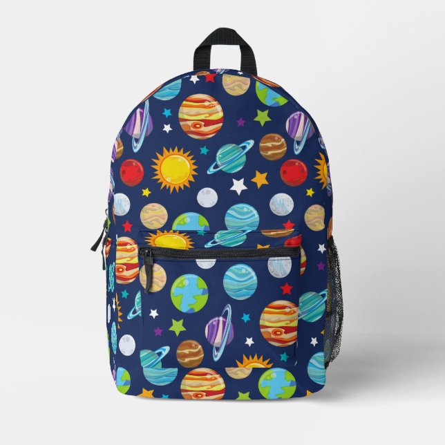 Raummuster, Planeten, Sterne, Kosmos, Galaxie Bedruckter Rucksack (Vorderseite)