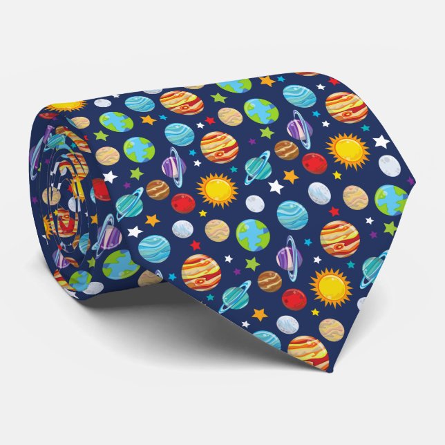 Raummuster, Planeten, Sterne, Kosmos, Galaxie Krawatte (Gerollt)