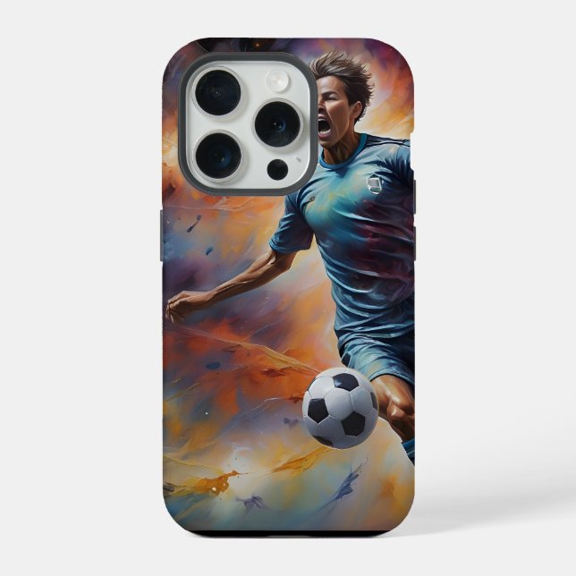 Raumnebel Fußball-Shot iPhone 15 Pro Hülle (Rückseite)