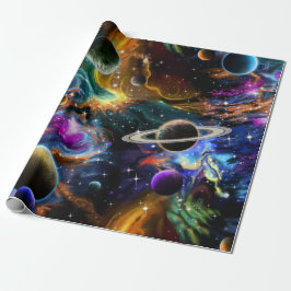Raumnebel und Planeten Geschenkpapier