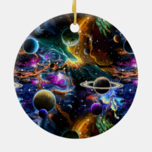 Raumnebel und Planeten Keramik Ornament