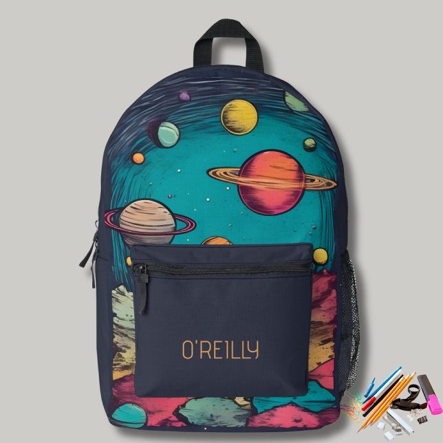 Raumplanet Galactic Modern Monogram Bedruckter Rucksack (Von Creator hochgeladen)