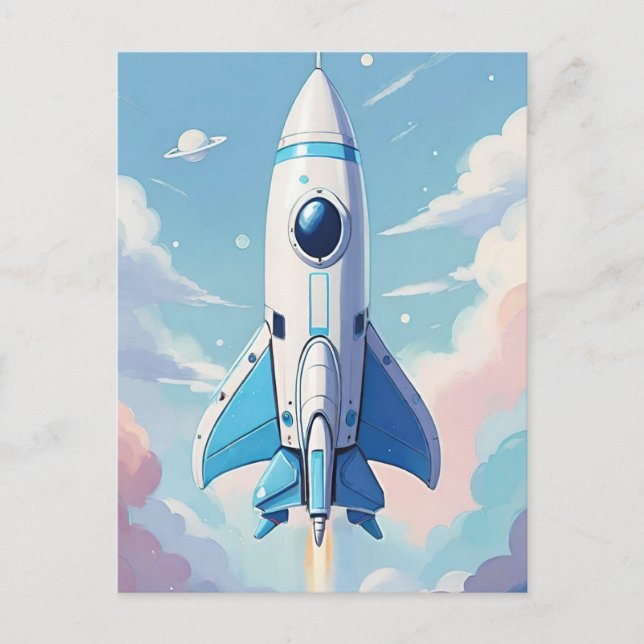 Raumschiff am Himmel Postkarte (Vorderseite)
