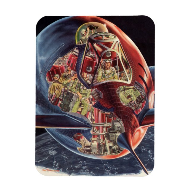 Raumschiff der Vintagen Science Fiction Magnet (Vertikal)