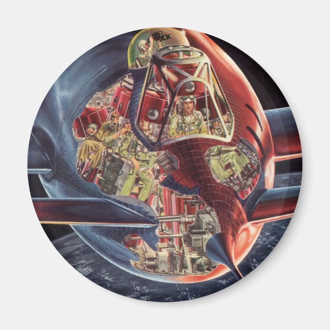 Raumschiff der Vintagen Science Fiction Magnet (Vorne)