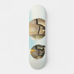 Raumschiff fliegt durch einen Planeten Skateboard
