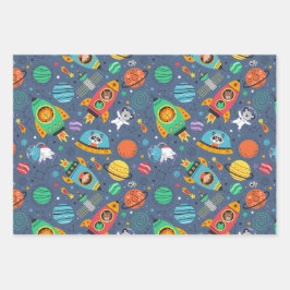 Raumschiff-Muster Geschenkpapier Set