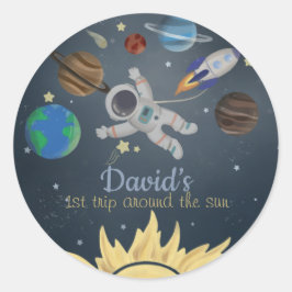 Raumschiff-Planeten des Astronauten Runder Aufkleber