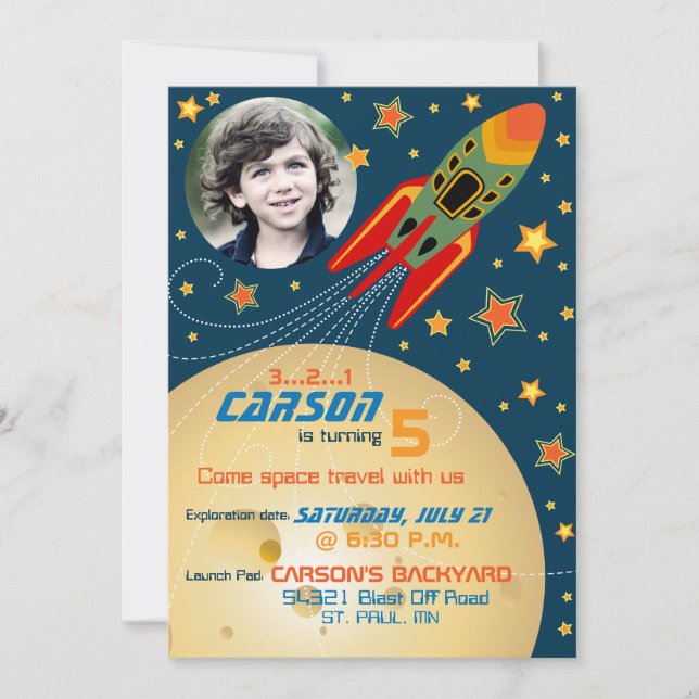 Raumschiff-Planeten-u. Einladung (Vorderseite)