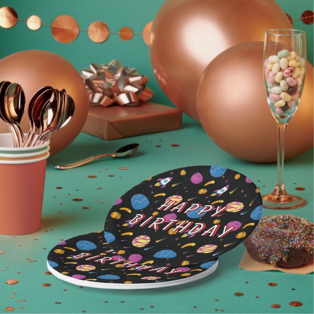 Raumschiff Reise Galaxy Muster Pappteller (Multi)