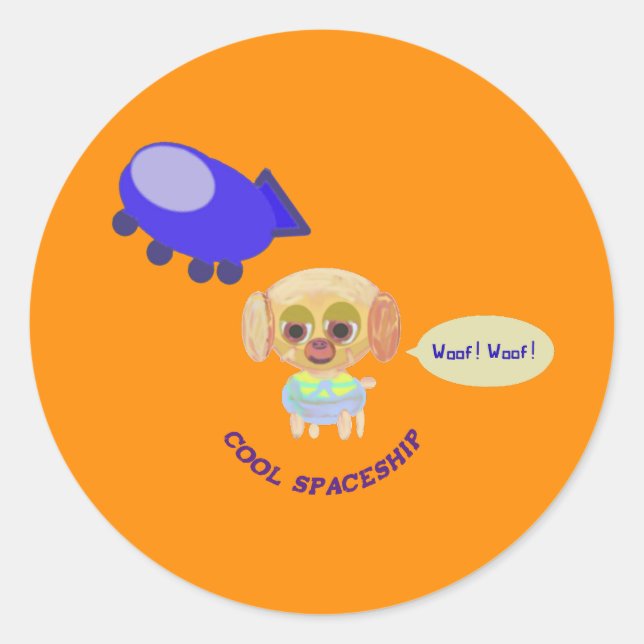 Raumschiff Runder Aufkleber (Vorderseite)