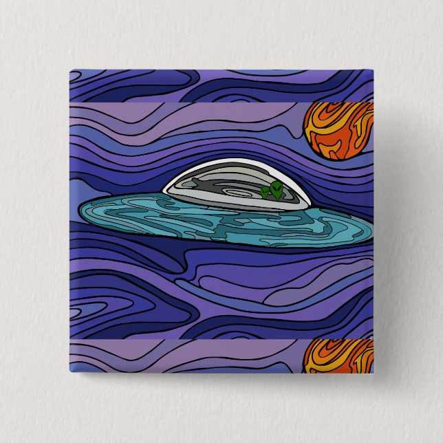 Raumschiff UFO Alien UAP paranormal Button (Vorderseite)