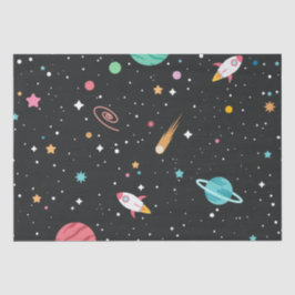 Raumschiff und Planet Seidenpapier