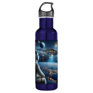 Raumschiffe und Astronaut im Weltraum Edelstahlflasche