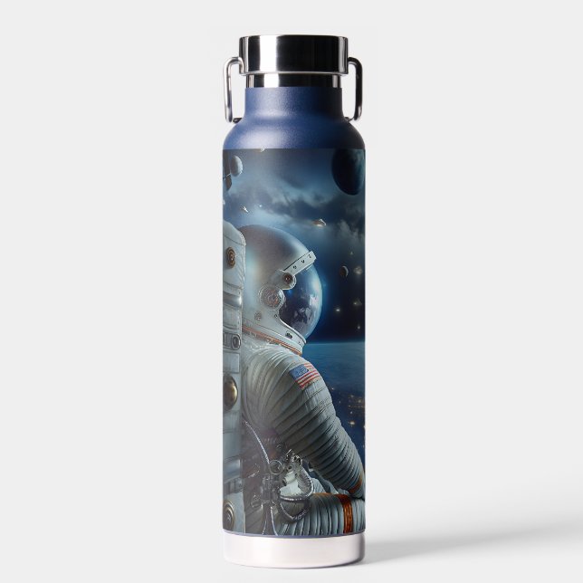 Raumschiffe und Astronaut im Weltraum Trinkflasche (Vorne)