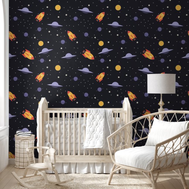 Raumschiffe und Ufo-Kinderzimmer Tapete (Kinder)