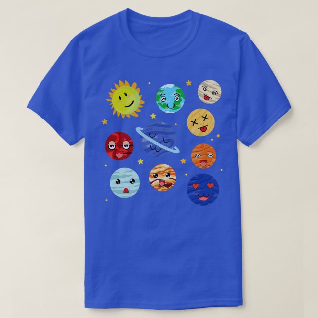Raumsonarsystem Niedliche Planeten Astronomie T-Shirt (Design vorne)